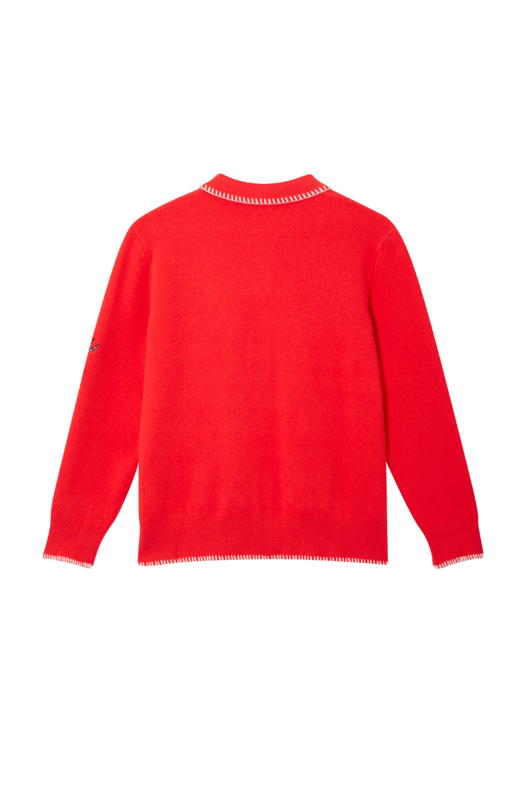 Red Mystical Cardigan with Collar