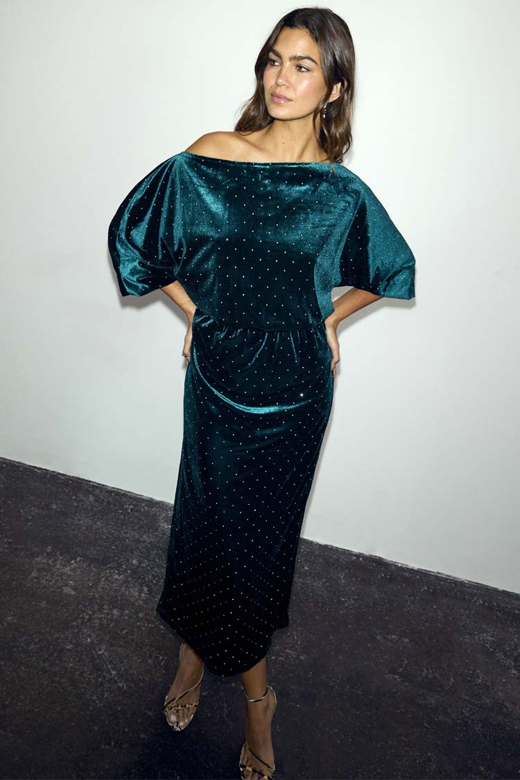 Emerald Velvet Tilly Dress