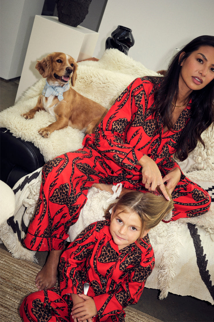 Red Bow Cotton Button Through Pyjamas