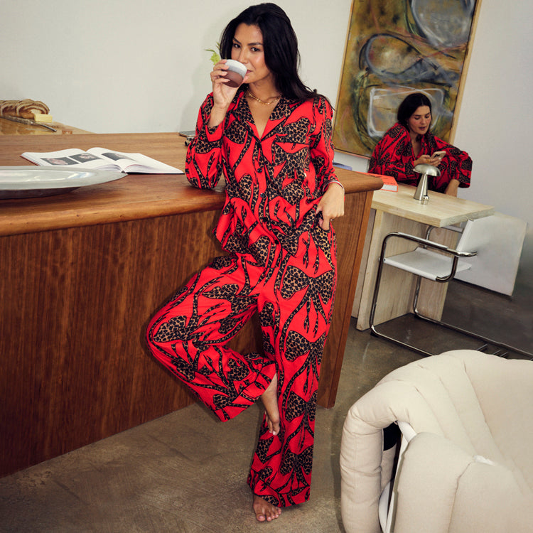 Red Bow Cotton Button Through Pyjamas