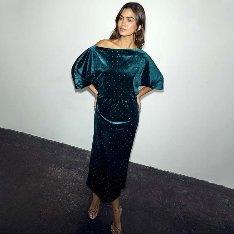 Emerald Velvet Tilly Dress