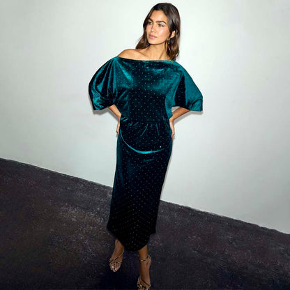Emerald Velvet Tilly Dress