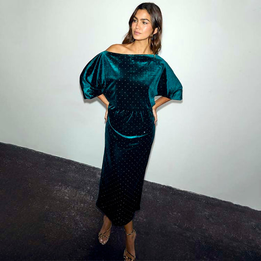 Emerald Velvet Tilly Dress