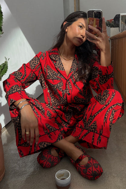 Red Bow Cotton Button Through Pyjamas