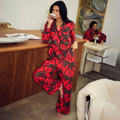 Red Bow Cotton Button Through Pyjamas